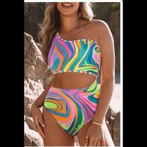 Asymmetric Cutout One Piece Swimsuit | Size M